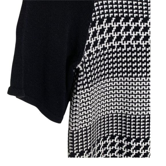 Tibi Black White Sweater Dress M Colorblock Knit Short Sleeve Mod Fall Style - Picture 5 of 7